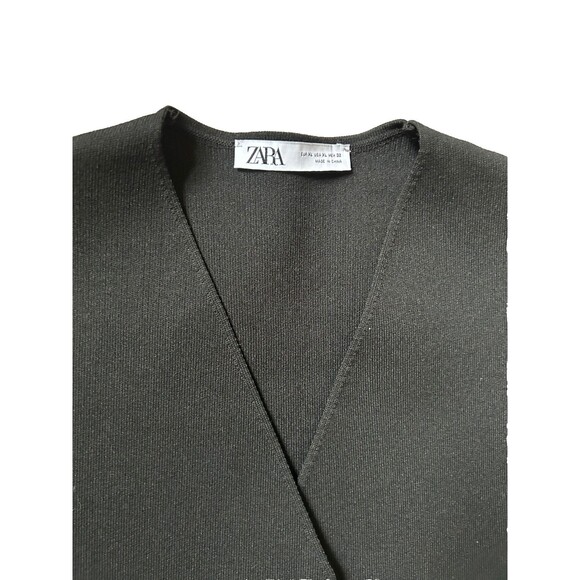 Women's Zara Black Ponte Short Sleeve Cardigan Top Size XL - Picture 6 of 8
